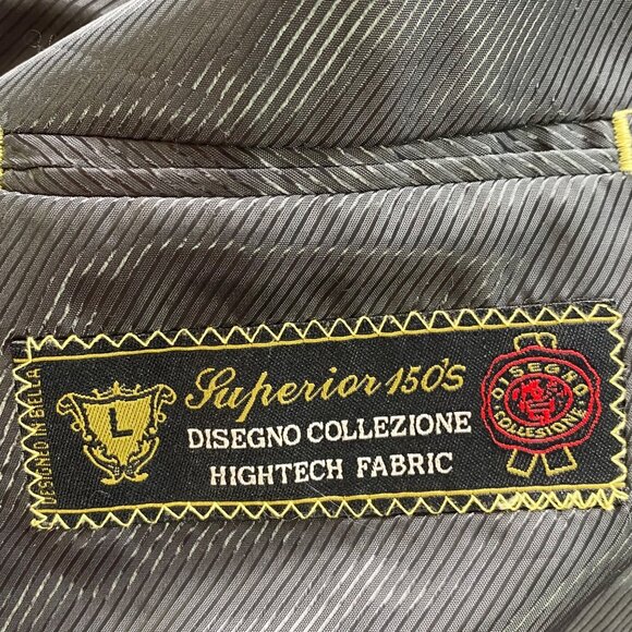 Luca Rossi ItaliaSuit Jacket Mens 46L Gray Pinstripe 150'S Hightech Fabric - Picture 3 of 16